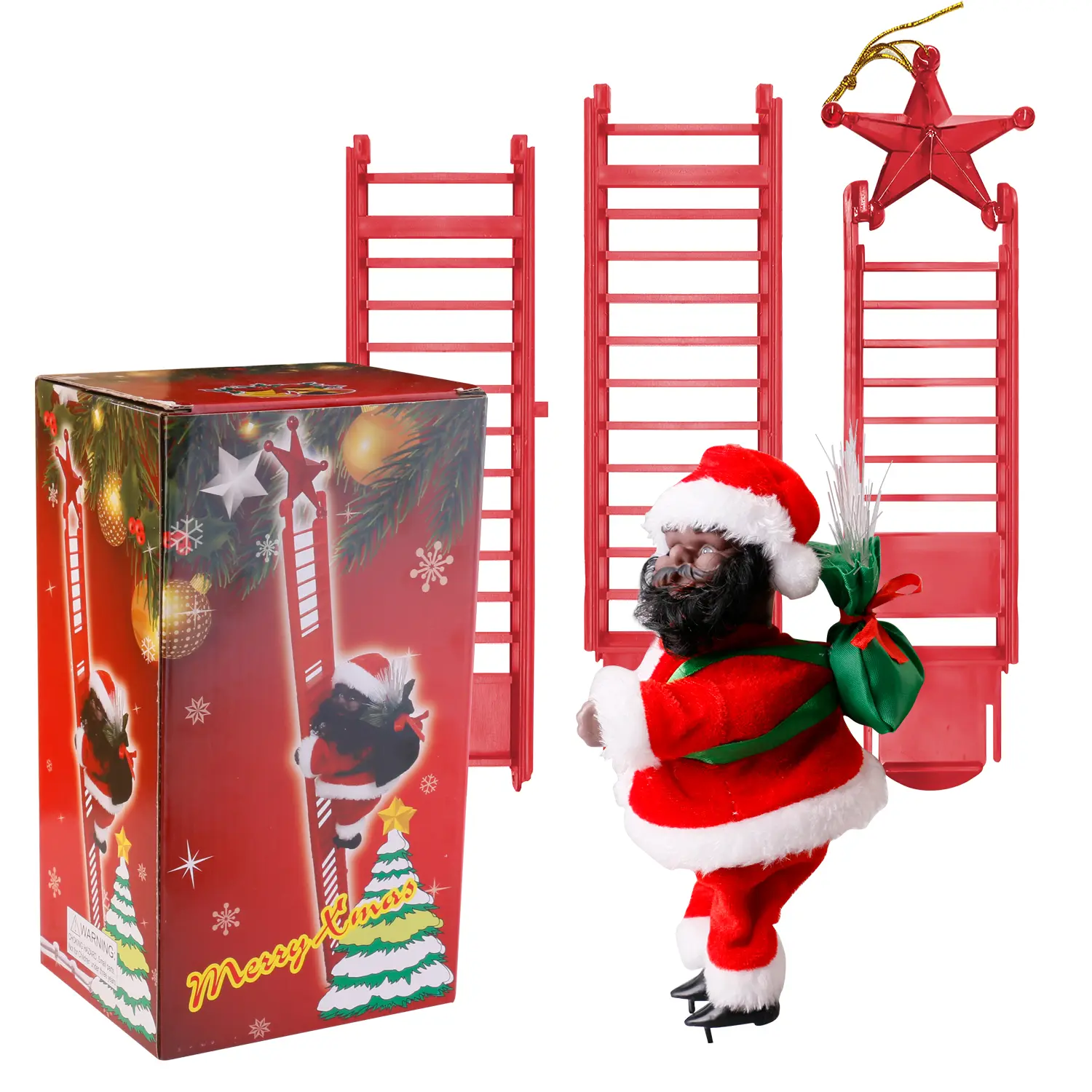 Electric Climbing Santa Claus Doll Music Christmas Tree Ornament Decoration Christmas Gift Durable Colorful