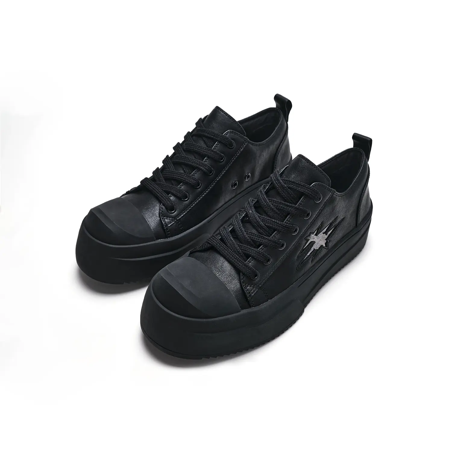 LIGHTNING X SPEED Cowhide Leather Upper Chunky Platform Low-Top Trainers, Lace-Up Men's Shoes, Height-Boost Retro Footwear, Walking Shoes for Streetwear Everyday Outfits