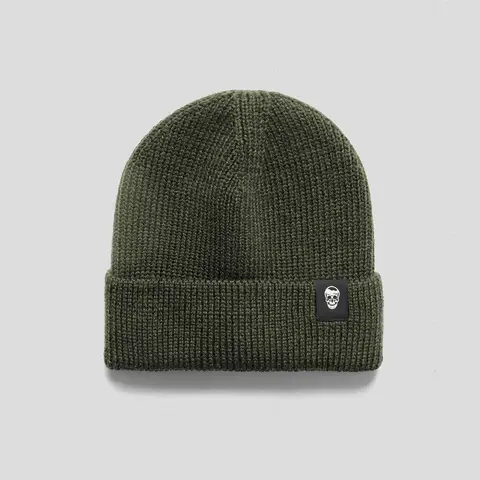 Gymreapers Ribbed Knit Skull Beanie - Classic Green, One Size Fits All