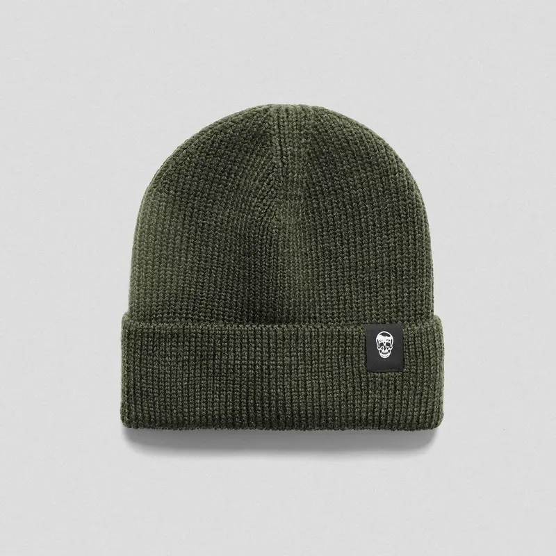 Gymreapers Ribbed Knit Skull Beanie - Classic Green, One Size Fits All