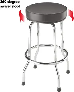 BIG RED Torin Swivel Bar Stool: Padded Garage/Shop Seat with Chrome Plated Legs, Black, 28.74" Tall, 18.5" Diameter
