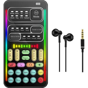 Portable Voice Changer, 2rd Generation i9 Live Sound Card, Cool Lights Sound Board - Voice Disguiser/Modulator for PS4/PS5/Xbox One/PC/Phone/Laptops with Adjustable Voice Functions