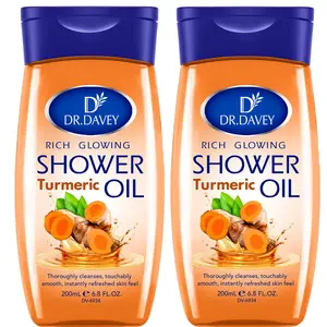 Dr.davey 2pcs 200ML Rich Glowing Turmeric Shower Oil, Moisturizing Hydrating Body Care for Men & Women, Travel-Friendly, Suitable for All Seasons