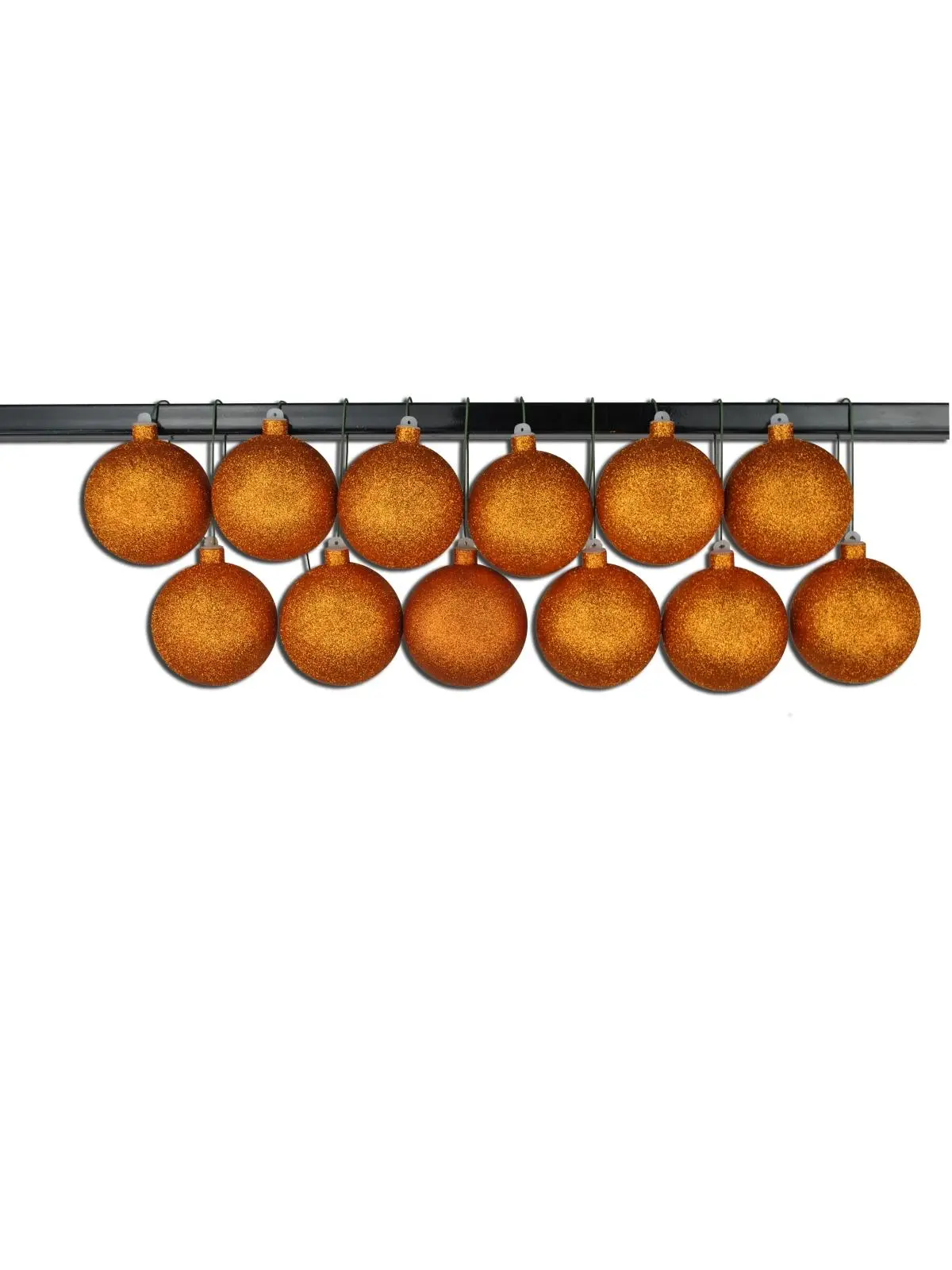 212 MAIN 4 in. Orange Floral Glitter Ball Ornaments with Wire - Pack of 12, Colored Glitter Christmas Decor, Hanging Decoration, Home Decor Ornament, Christmas Tree Accent, Ornaments Decor