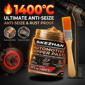 SIKEZHAN Automotive Copper Paste Anti-Seize & Lubricating Compound High Temp Grease -25°C to 1400°C for Brakes Spark Plugs Exhaust Bolts Nuts Prevent Galling Corrosion & Rust Protection 100ml with Professional Application Brush & Wire Brush Kit DIY Car Ca