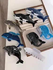Cute Whale/Dolphin/Shark Design Hair Claw, Flat Claw Clips, Fashionable Hair Accessories for Women & Girls, Lovely Hairwear for Daily Used