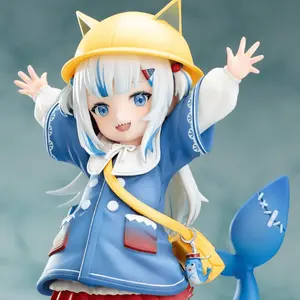 Minimal Nest Shop Standing Blue Shark Anime Figure - Detailed PVC Collectible Toy with Cheerful Anime Character Design, Perfect for Home Decoration, Car Display, and Gifts for Anime Fans, Car Dashboard Decoration | Vibrant Anime Figure | PV