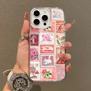 Trendy Magnetic Case for iPhone11/12/13/14/15/16/17/promax, Vintage Stamps Collage Ultra Slim, MagSafe Support, Shockproof | Playful & Fun Style