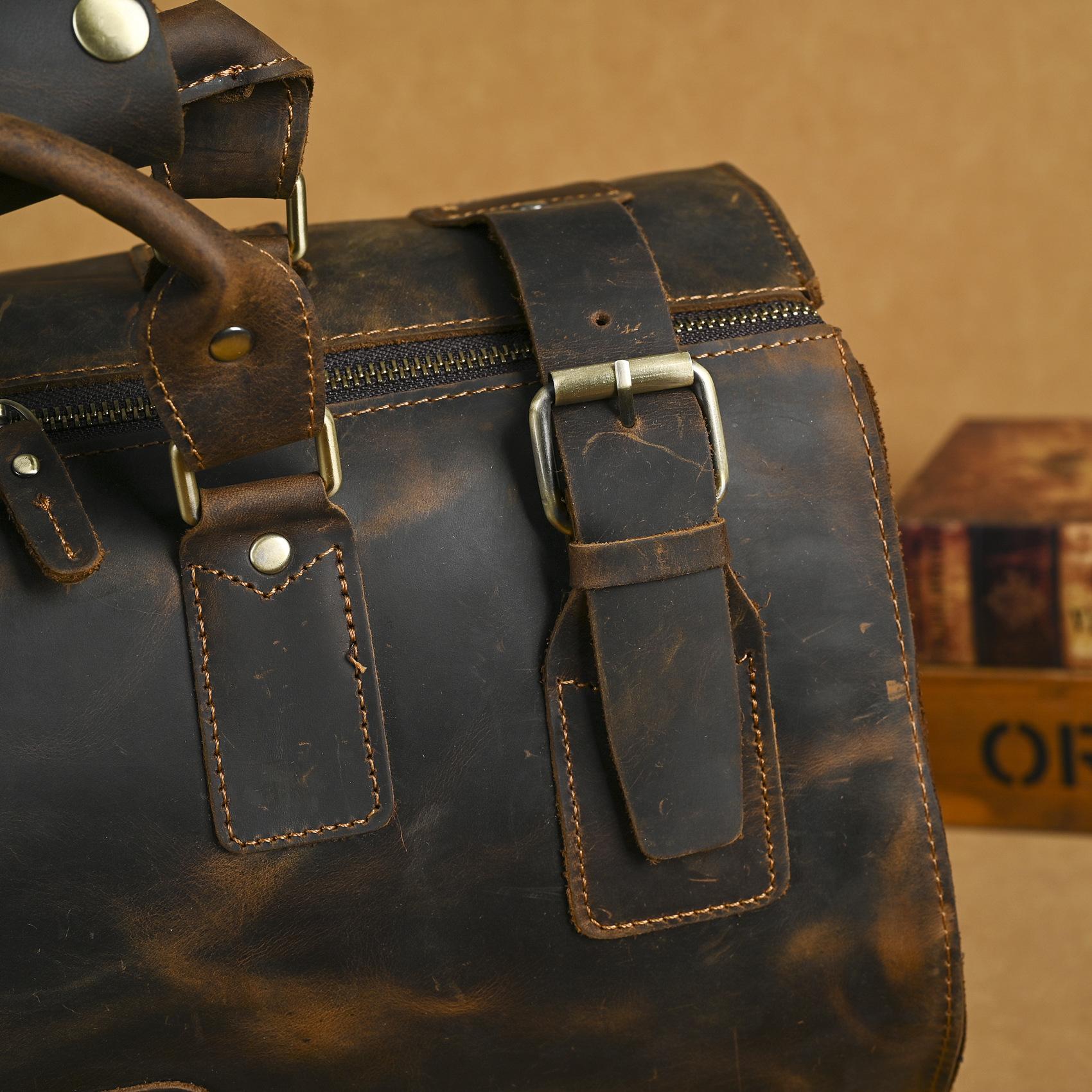 "Men's Vintage Faux Leather Duffel Bag Large Capacity Weekender Travel Luggage"