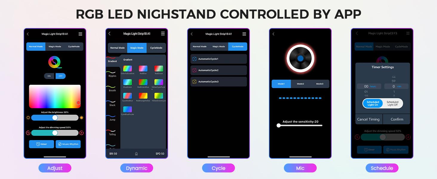 Dystler LED Nightstand Set of 2 with Charging Station,3 Drawers Night Stand with Lockable Hidden Storage,Smart Bedside Table with Human Sensor RGB Lights for Bedroom,white