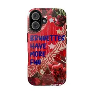 Glittercutie Brunettes Have More Fun Phone Case Make It Fun Red Preppy Collage Preppy Girls Phone Cases Phone Cover Hard Case Tough 2-piece Magnetic Phone Case