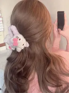 Double-Sided Cat Plush Cat Clip Cute Large 2024 New Style Shark Hair Clip for Women Sweet Cartoon Hair Accessories