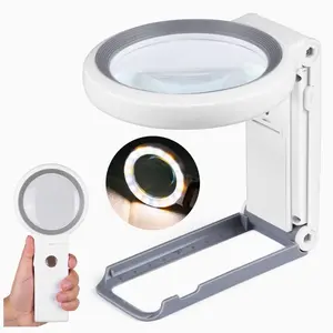 Portable 10x 30x Magnifying Glass Stand with LED Light