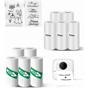 Mini Printer Sticker Paper, 10 Rolls Thermal Printer Stickers Paper 57 X 25mm, Printable StickerPaper for Mini Printer Papers and  Instant Print Cameras, White(5+5)