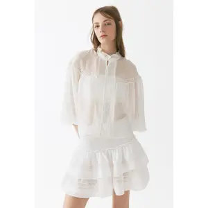 H&M Frill-trimmed balloon-sleeved blouse