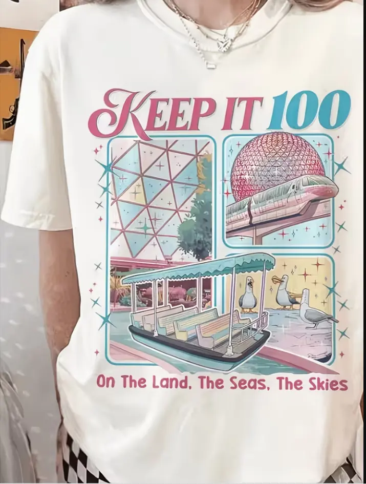 Stay Stylish on Land, Sea, And Sky with This Women'S Regular Short-Sleeve Shirt Featuring Fun Cartoon Letter Prints, a Casual Round Neck, Machine Washable, And Trendy Women'S Fashion
