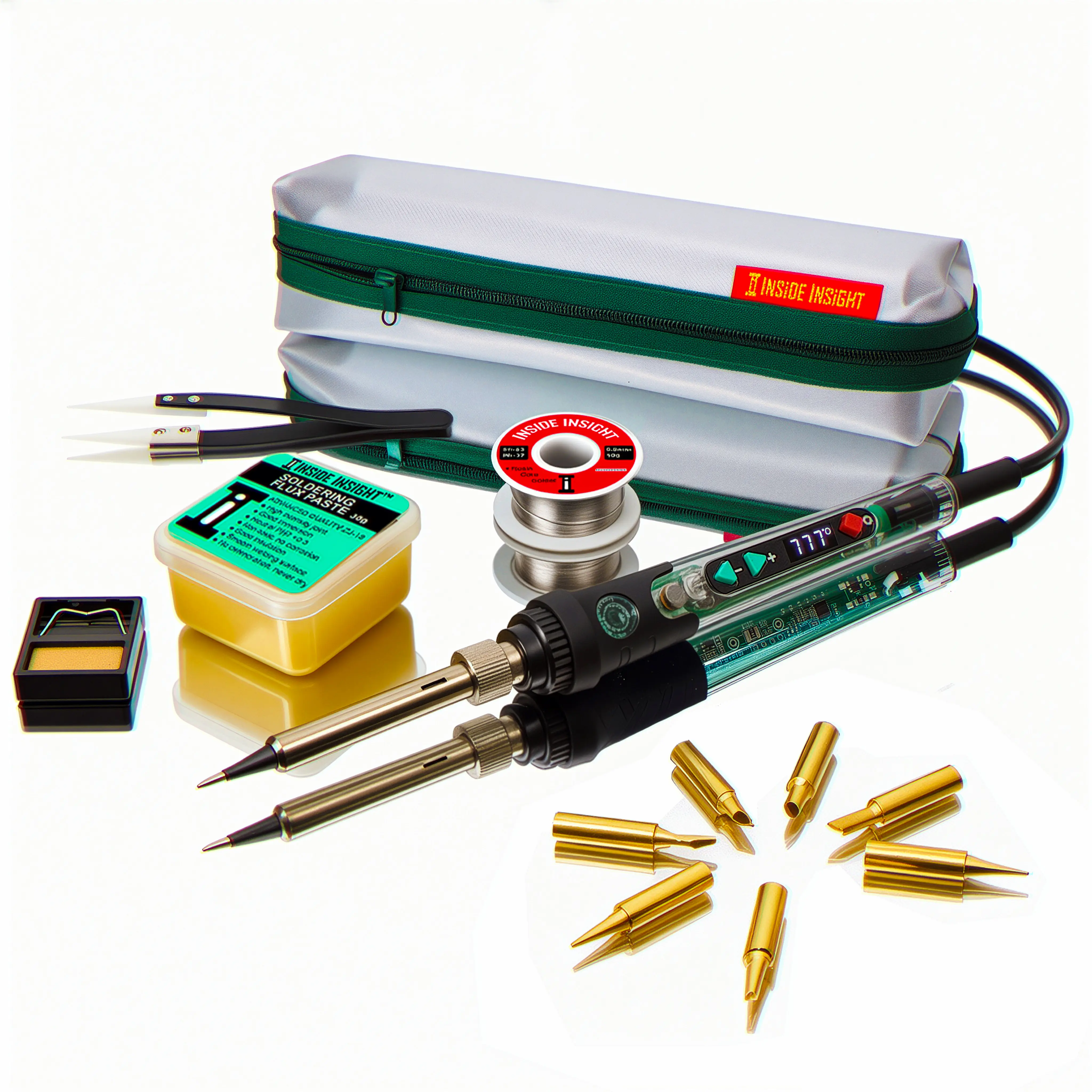 Inside Insight Premium Clear Soldering Iron Kit & Wood Burning Kit Dual-Use, 392°F-932°F Rapid Heat, Portable, Auto Sleep Mode, Tips, Case, Stand, Sol