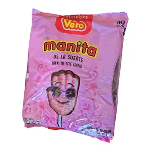 Vero manita talk to the hand lollipops, 40 pieces cherry & strawberry flavored 1-lb 3.6-oz net weight Mexican candy