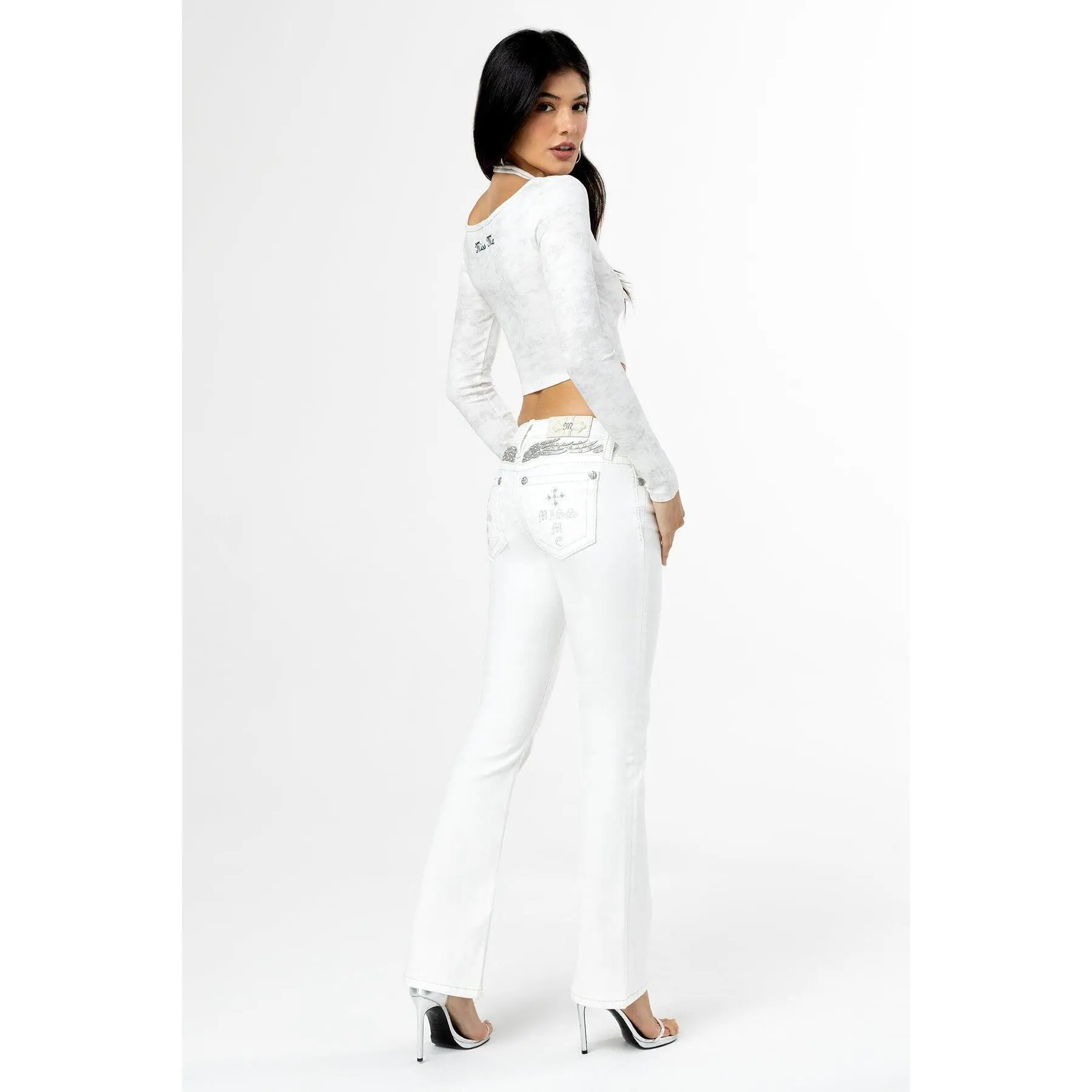 MissMe Gabbriette Bootcut Jeans - Cotton Blend, Pockets, Comfortable Fit, Suitable for Women, Ideal for Casual Wear MissMe Gabbriette Bootcut Jeans - Cotton Blend, Pockets, Comfortable Fit, Suitable for Women, Ideal for Casual Wear