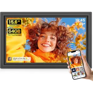 64GB 15.6" Large Digital Picture Frame, Uhale WiFi  Photo Frames with 1920 x 1080 FHD IPS  Screen, Support Auto-Rotate Wall Mounted SD&USB Card, Share Photos/Videos from Phone Instantly