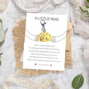 1-100pcs Cute Mini Dumpling Resin Keychain for Positive Classroom Kindness Gifts, Sentimental Pocket Hug Keyrings, Fun Kindness Gift Cards