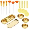 23 Pcs Esthetician Supplies Set,Including 3 Stainless Steel Gold Mixing Bowls,1 Gold Small Serving Tray,3 Compartment Serving Tray,3 Facial Fan Brushes,3 Face Mask Applicator Brush,12 Facial Sponge Compressed Round,Hand Tools Kits