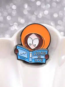 South Park Kenny Cartoon Enamel Pin Humor Cartoon Astronaut Design Learn to Live Orange Hoodie Design Funny Brooch for Backpack & Hat & Clothing Decor Trendy All-match & Exquisite Accessories for Birthday Gift Adult Animation Fans  Lovers Collectors