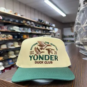 The “Up Top” Yonder Duck Club Hat - High Profile - Ivory/Green