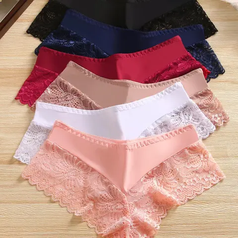 Women's Contrast Floral Lace Boyshorts, Soft Comfy Breathable Drop Waist Panty for Daily Wear, Ladies Slim Fit Underwear for All Seasons, Soft Stretch Panties