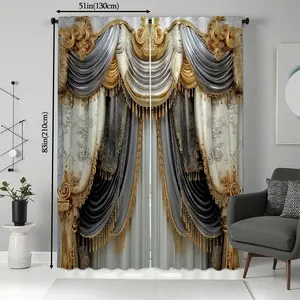 2-Piece Decorative Curtain Set, Door Curtain, Window Curtain for Living Room Bedroom Kitchen Bathroom, High-Definition Print Fabric