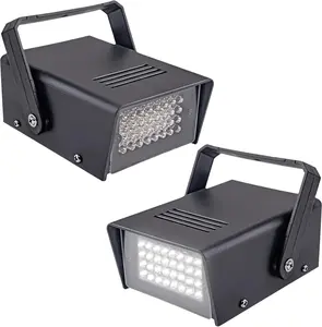 32 Led Strobe Lights Mini Strobe Light Adjustable Flashing Light Halloween Outdoor Strobe Light Machine for Party（2 pcs White Light）