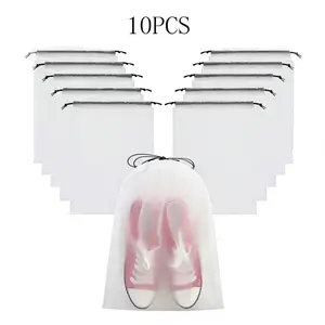 Transparent Travel Storage Bag Set (10 Pieces), Drawstring Shoe Bags, Unisex Clothing Organizer, Travel Organization Pouch, Travel Pouches, Ideal for Travel, Outdoors, Daily Use