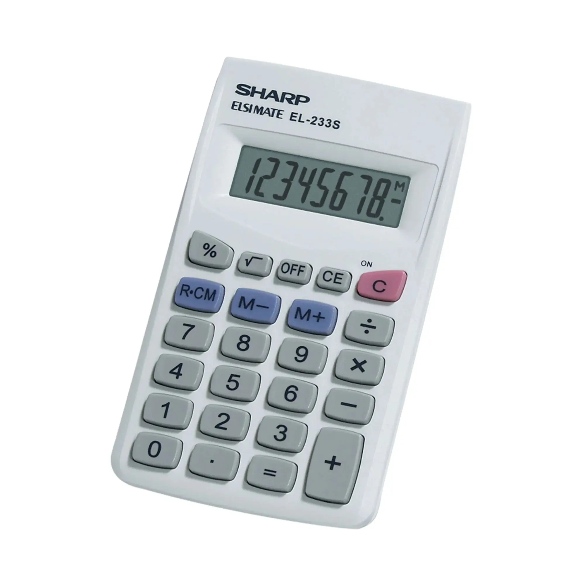 Sharp 8-Digit LCD Pocket Calculator - Ultra-Compact, Portable 8mm Design, 3-Key Independent Memory Keys, Battery-Powered with Batteries, Automatic Power-Down for Home, Office Accounting Supplies (Ideal for Students), Lcd Screen