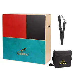 GECKO Cajon, Cajon Drum, Portable Cajon - Dual-Sided Design | One Side with Triple Bongo Tones, One Side Guitar String Cajon Sound | Hand or Brush Play | Made of Birch and Walnut | Includes Oxford Bag