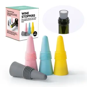 4-Pack Silicone Wine Bottle Stoppers — Home Bar Accessories, Reusable Leak-Proof Beverage Stoppers, Cute Colorful Seals for Wine, Champagne & Liquor Bottles
