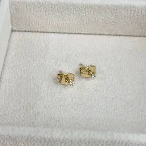 Stud Little Circonio Clear Gold Plated 14k Earrings with Clear Gemstone Accents