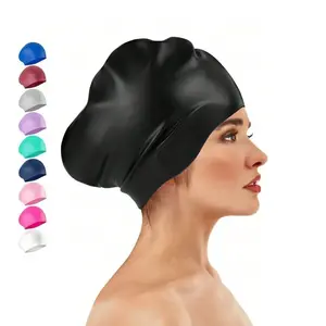 Unisex Extra Large Swim Cap, Tail Design for Long Dense Curly Hair, Dreadlocks, Braids, Explosion Head, Silicone Material, Beach Essential, Swim Bonnet