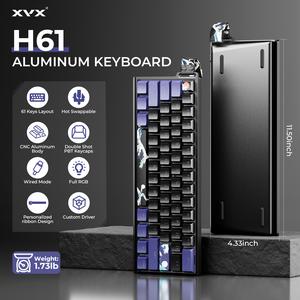 XVX H61 Kanagawa CNC Aluminum 61% Gaming Mechanical Keyboard Wired only Hot Swap Switchs Full RGB With PBT Keycaps, Budget All-Aluminum Body, FPS Games, FPS Games/ Office / Study