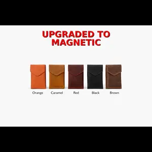 MagSnap Leather Card Holder - Brown Color, Minimalist Design, Durable Material, Ideal for Everyday Use