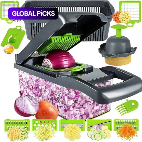 【Black Friday】15-in-1 Multifunctional Vegetable Chopper, Durable Vegetable Slicer, Veggie Cutter, Garlic Chopper, Onion & Potato Grater, Kitchen Accessories #GLOBAL PICKS
