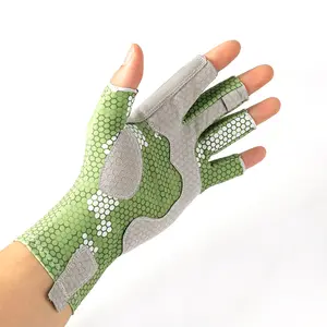 UPF50+ Fishing Gloves for Men and Women, Anti-UV and Non-Slip Half-Finger Outdoor Sports Gloves, Silicone Grip for Sea Fishing