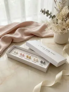 5 Pairs French Elegant Imitation Pearl Stud Earrings, Ear Studs, Copper Material, Gift Box, Perfect for All Occasions, Women's Fashion Jewelry