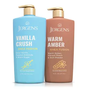 Jergens Shea Fusion Body Lotion Dual Pack, Moisturizer with Shea Butter and Vitamin E, Vanilla Crush 14 fl oz and Warm Amber 14 fl oz, Pack of 2