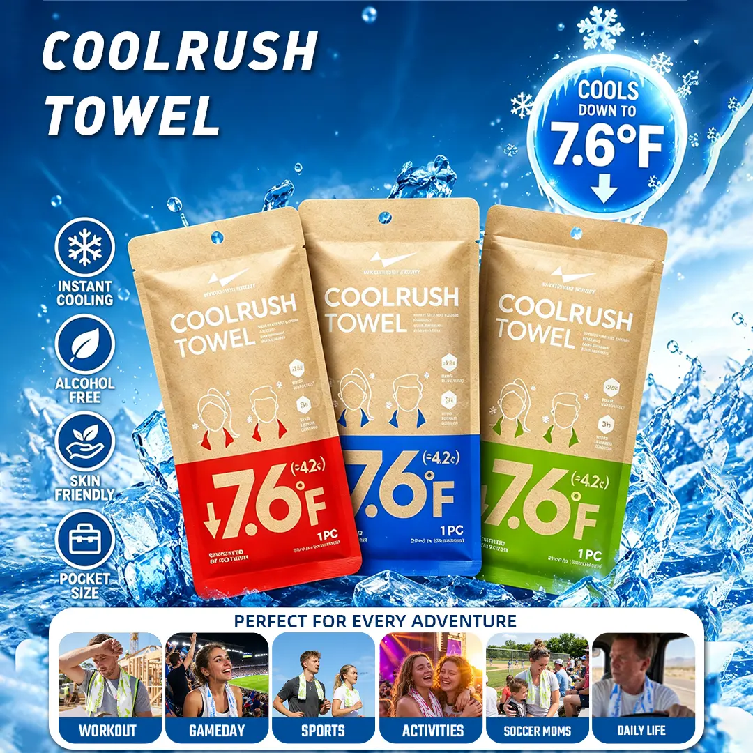 CoolRush Towel for Hot Weather, Cooling Neck Wraps, Ice Towel, Instant & Long-Lasting Cooling for Outdoor Performance, Large Cooling Body Wipe, Must Have for Summer Travel, Running,Gym , Camping Gardening & Daily Use