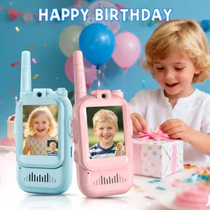 2pack Kids Video Walkie Talkies with Camera, Rechargeable 2 Way Radios for Kids, 4 Voice Changer, 7 Days Standby, Toys for 3-12 Year Old Boys Girls, Birthday/Children's Day Gift for Outdoor Camping Hiking Family Game Colorful Remote Box Pink