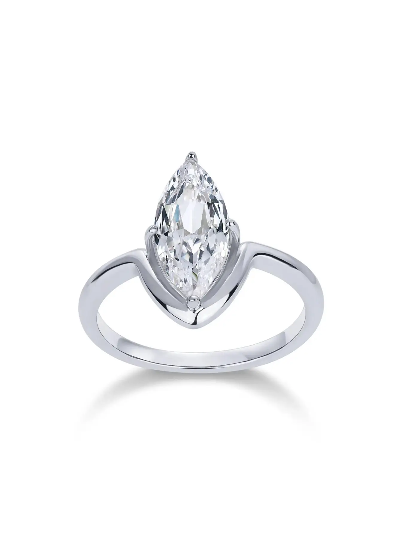 14K Gold-Plated Marquise Cubic Zirconia Ring – Four-Prong Drop Diamond Statement Ring, Elegant Jewelry for Women, Marquise Cut Ring, Elegant Glittering Ring