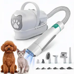 7-in-1 Pet Hair Vacuum Groomer and Brush for Daily Shedding, Multi-Functional Compact Pet Grooming Kit and Vacuum for Small Medium Cats Dogs, 6 Attachment Combs Set
