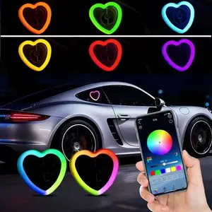 FCCEMC LED Car Triangle Window Heart-Shaped Light Emitting Heart-Shaped Atmosphere Light Phone App Control LED Light USB 4M Cable LED Colorful Ambient Light