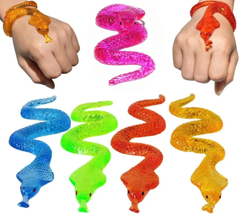 5Pack Super Stretch Sticky Snake Mochi Squishy Toys,Novelty Toys for Playing Jokes,Goodie Bag Stuffers,Classroom Prizes,Birthday,Party Favors