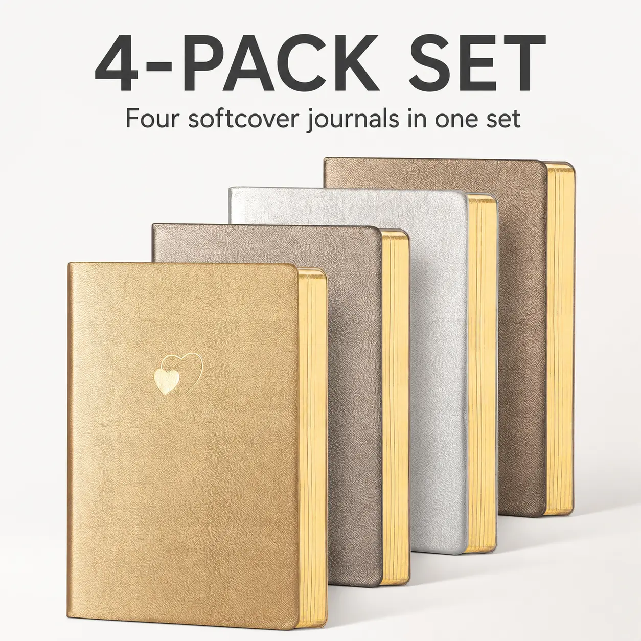 CAGIE 4-Pack A5 Lined Leather Journals Set, 256 Pages Each, Cute Soft Cover Stationery Supplies, College School Supplies, Journals for Writing, Office Use Gift for Women & Students, Lined Journal, Campus Notebook tiktokshopbacktoschool